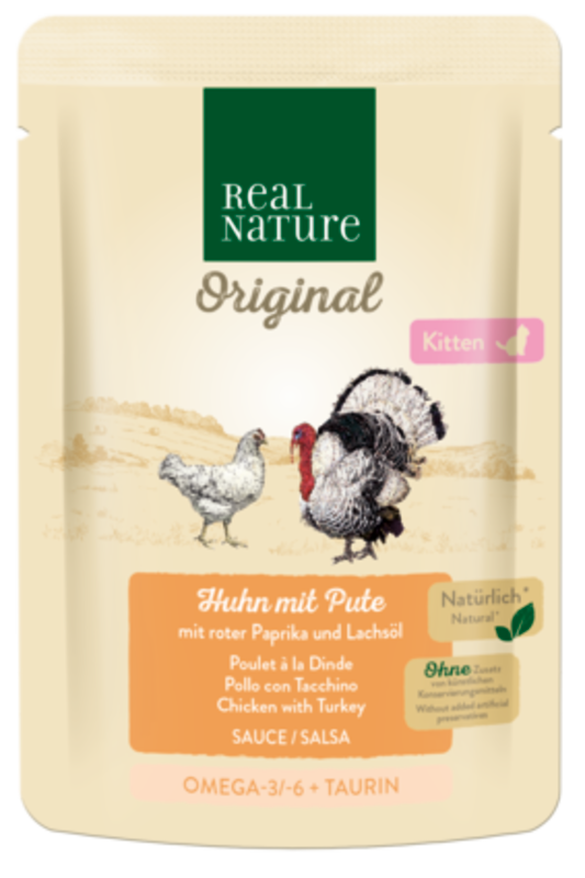 REAL NATURE Nassfutter REAL NATURE Original Kitten 12x85g Huhn mit Pute