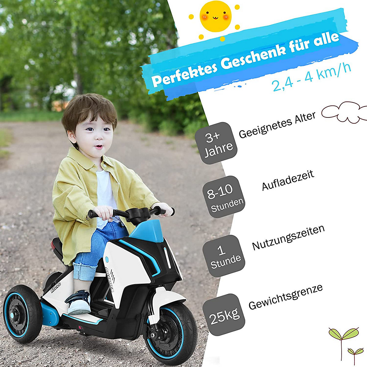 Motorrad Dreirädrig mit Scheinwerfer&Rücklicht