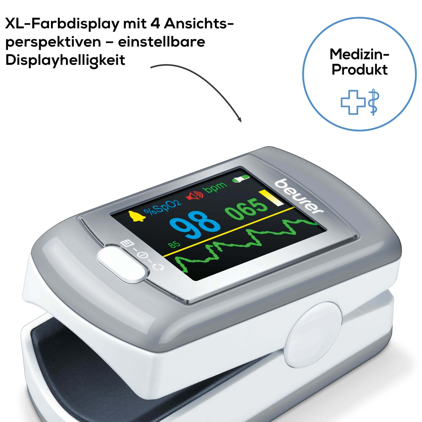 Beurer Pulsoximeter PO 80-Pulsoximeter zur Messung der Sauerstoffsättigung & Herzfrequenz mit PC-Schnittstelle