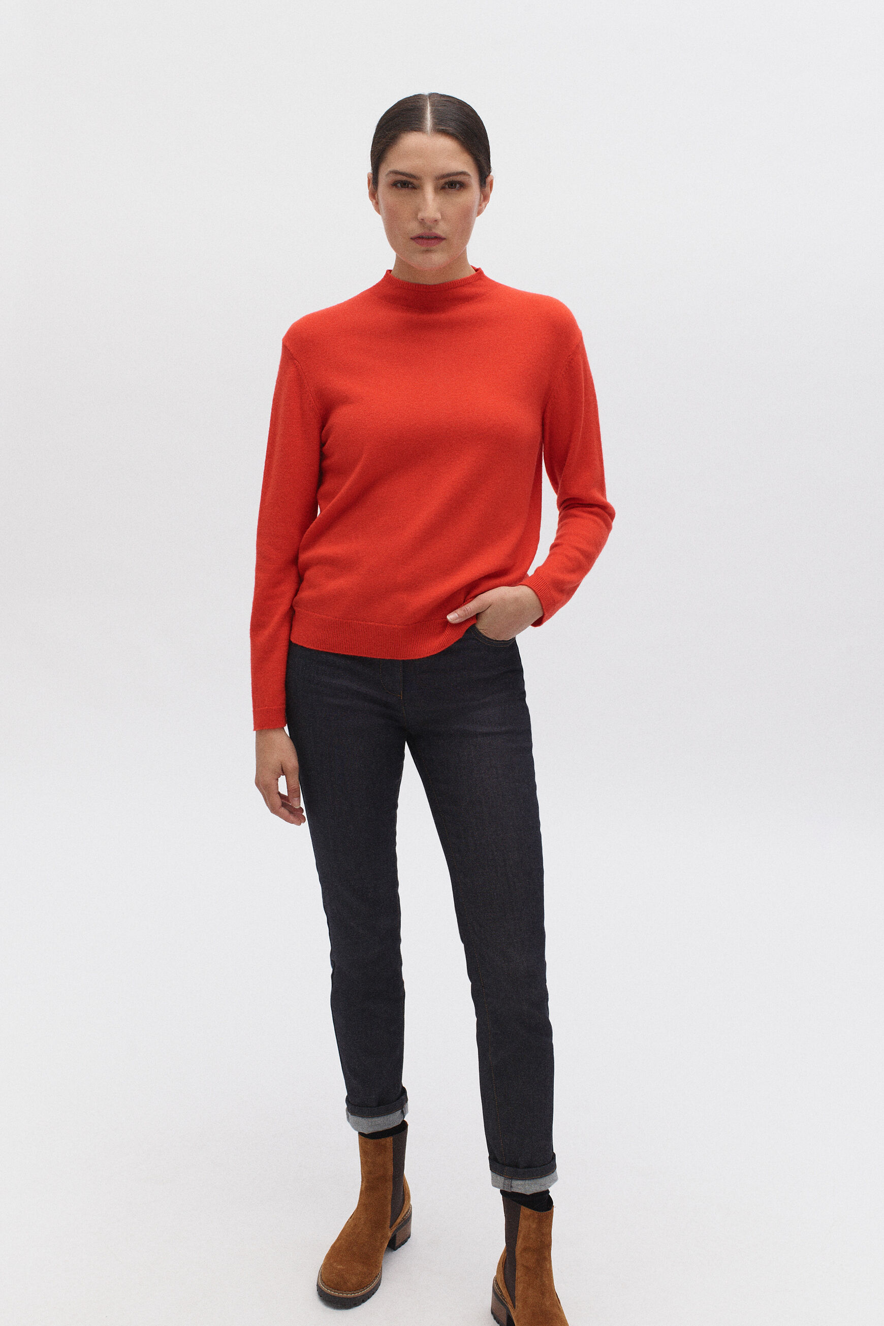 pull vera 100% laine orange femme