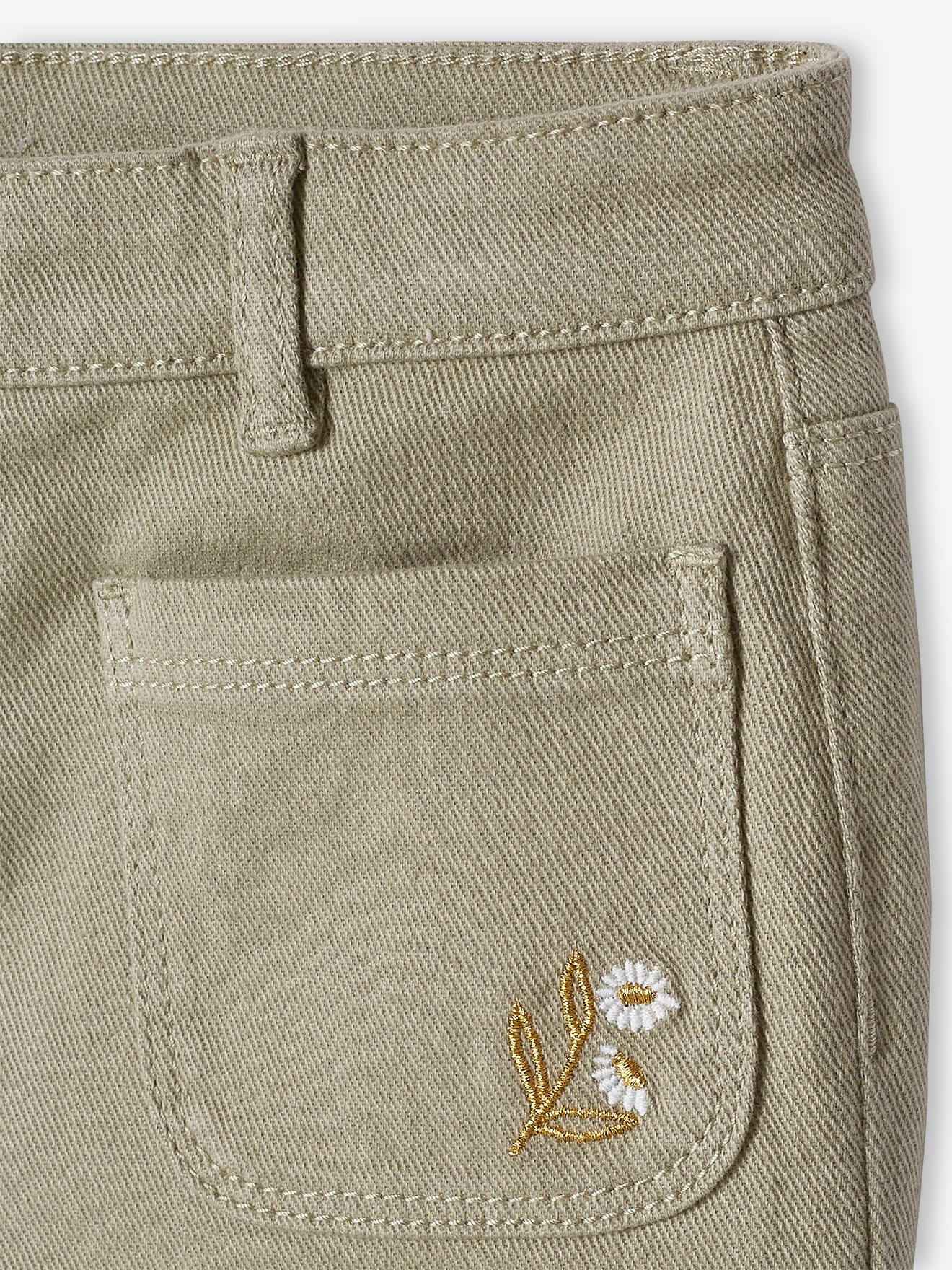 Vertbaudet Mädchen Shorts mit Glanzstickerei - moosgrün