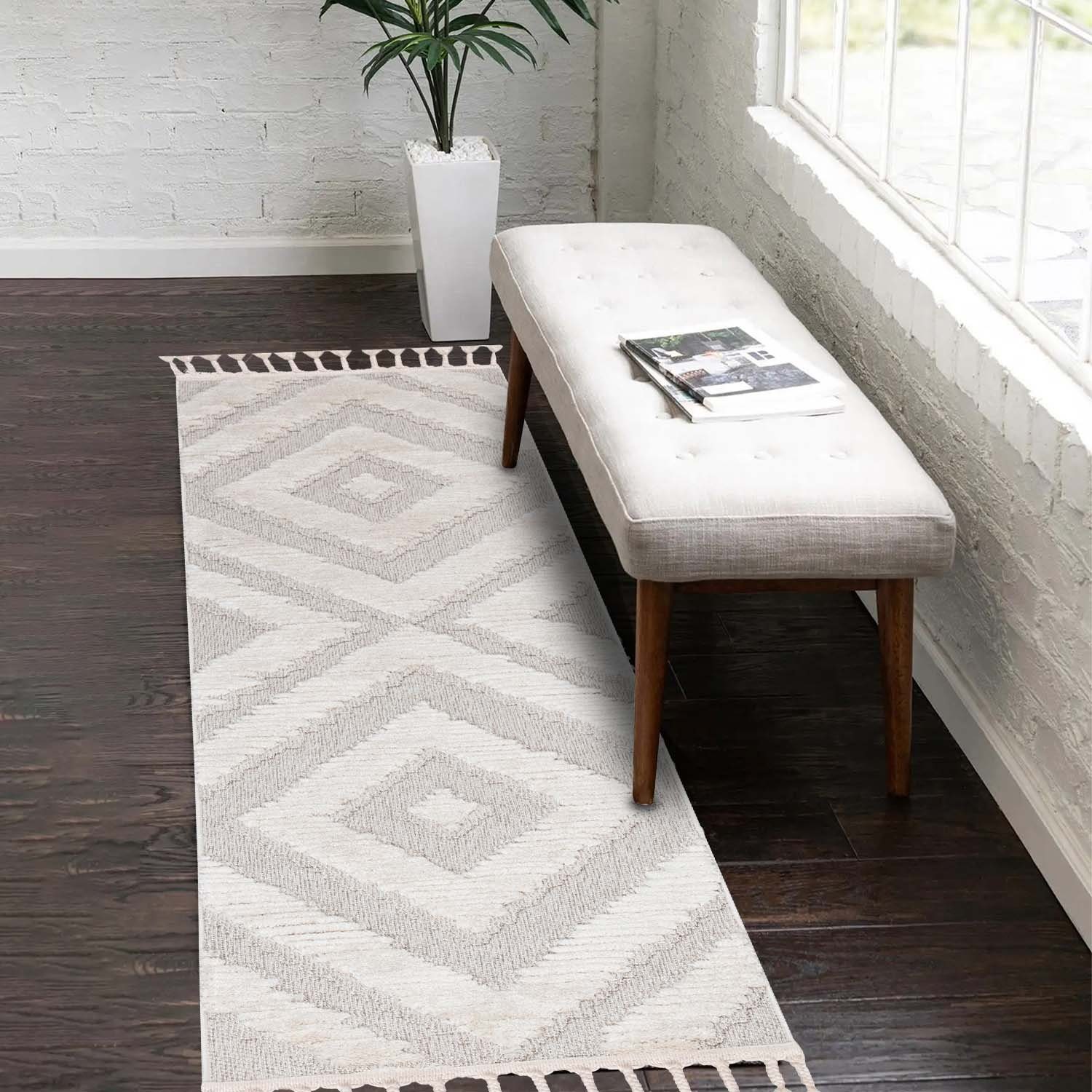 Teppich Boho Skandinavisch Style - Hochtief Effekt Cut-& Loop, payé, Rechteckig, Höhe: 20 mm, Ornament Muster - Hochtief Effekt