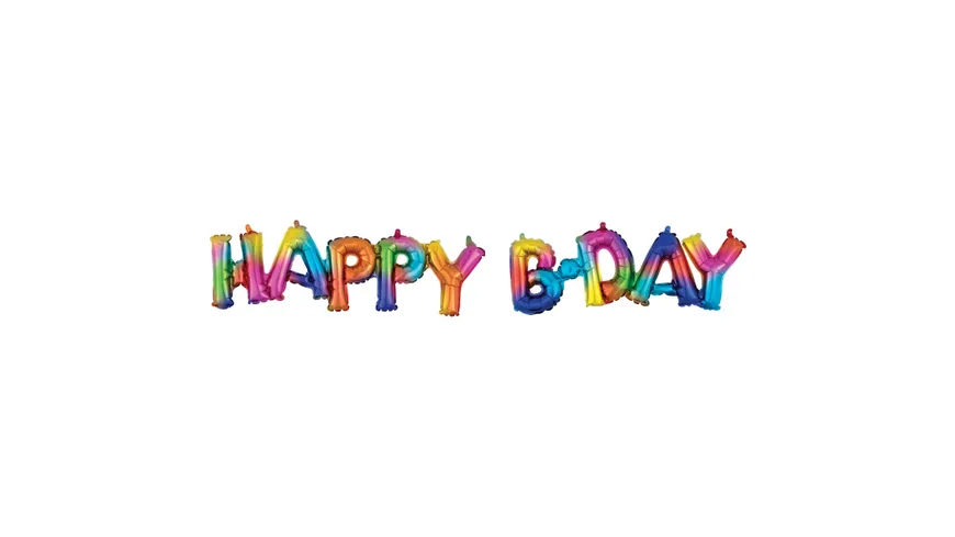 Amscan - Blocksatz Happy Bday Regenbogen Splash Folienballon G40 Verpackt