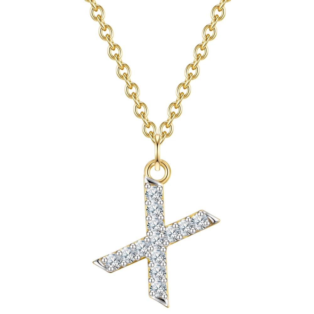 Glanzstücke München Collier en argent Lettre X Argent sterling Oxyde de zirconium (CZ) en Or jaune collier