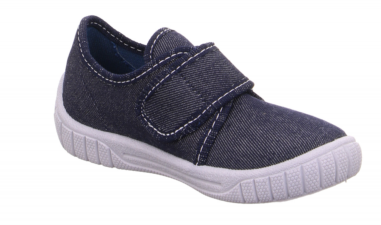 BILL - Blau/Weiss Hausschuh mit Klettverschluss