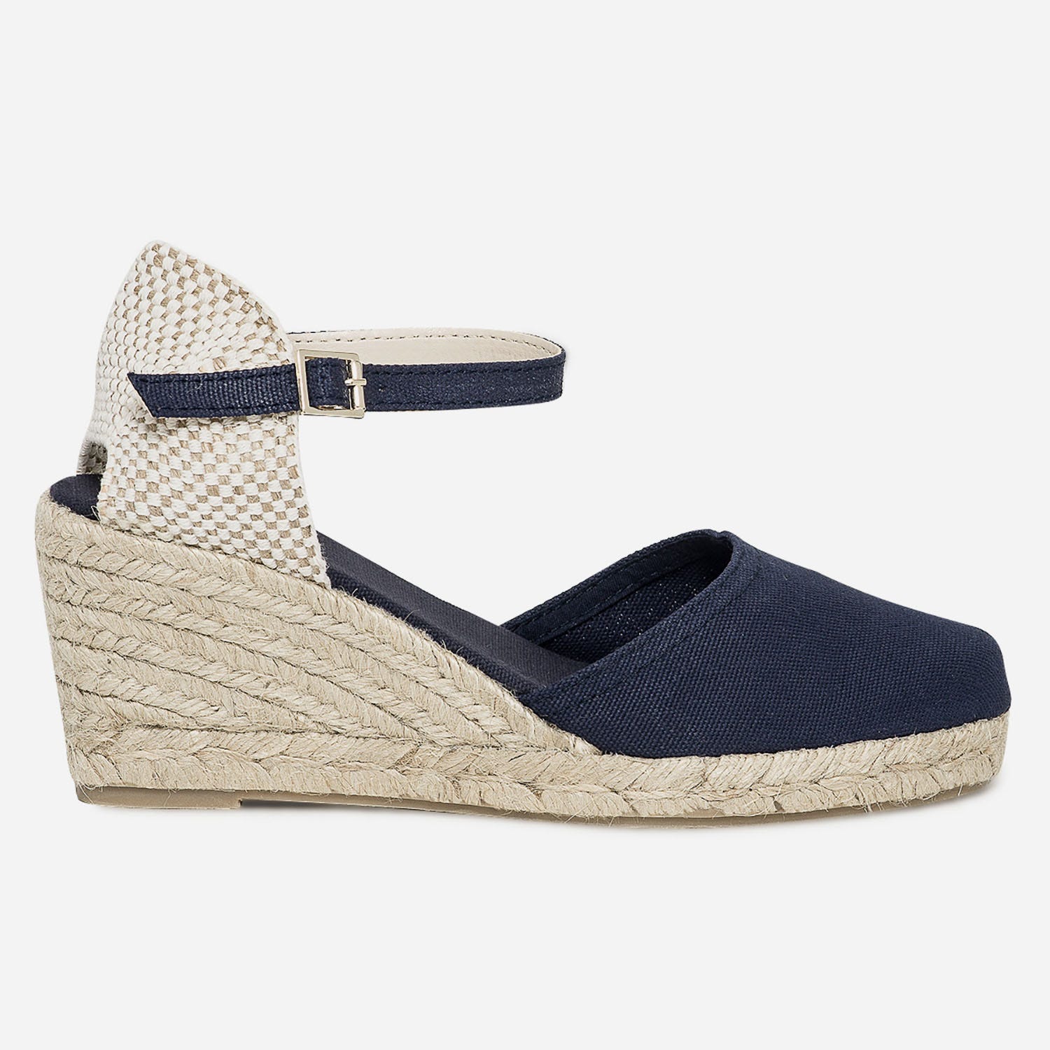 Espadrille compensée bleu marine en toile