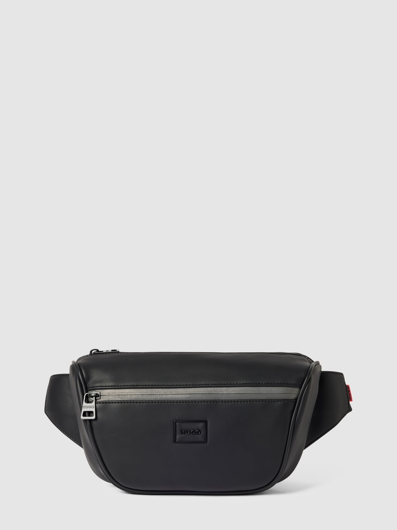 Bauchtasche mit Label-Details Modell 'Elliott' in schwarz