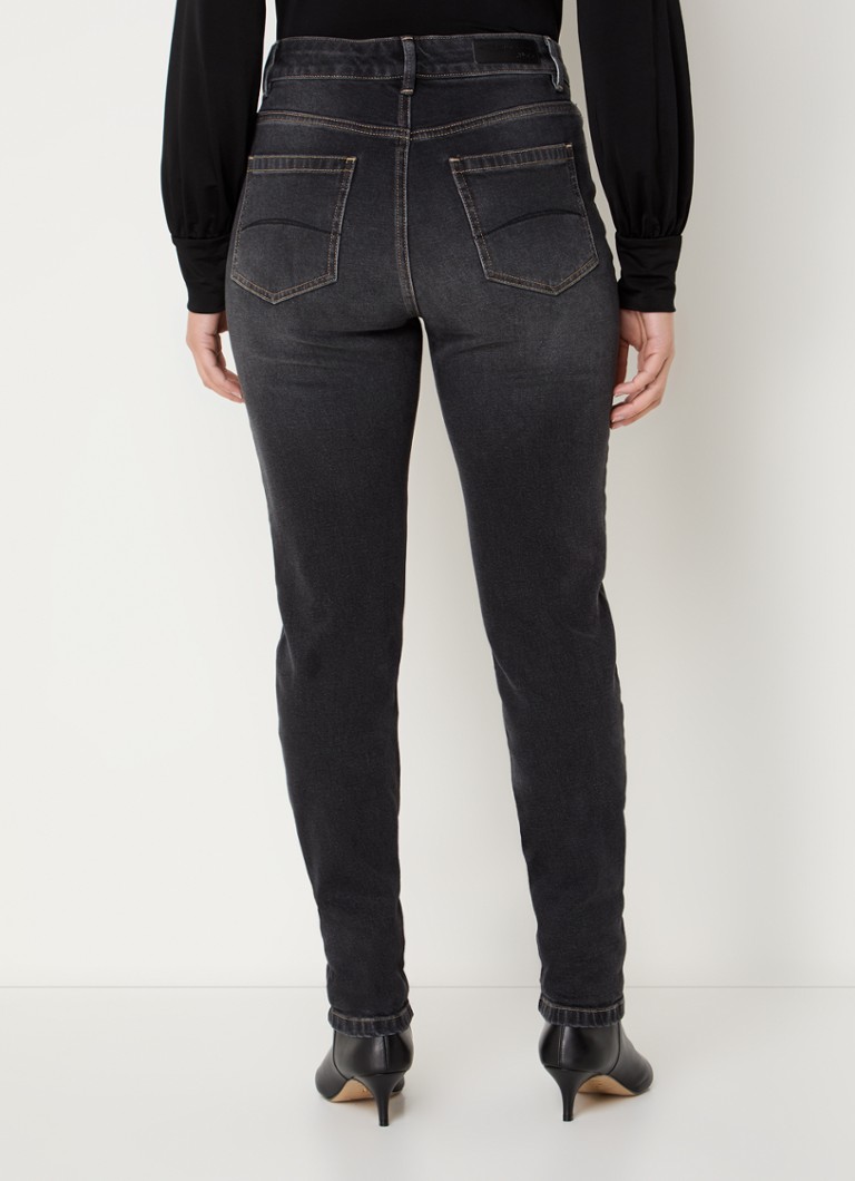 Blugi skinny cu talie înaltă, decolorați în culoarea espresso