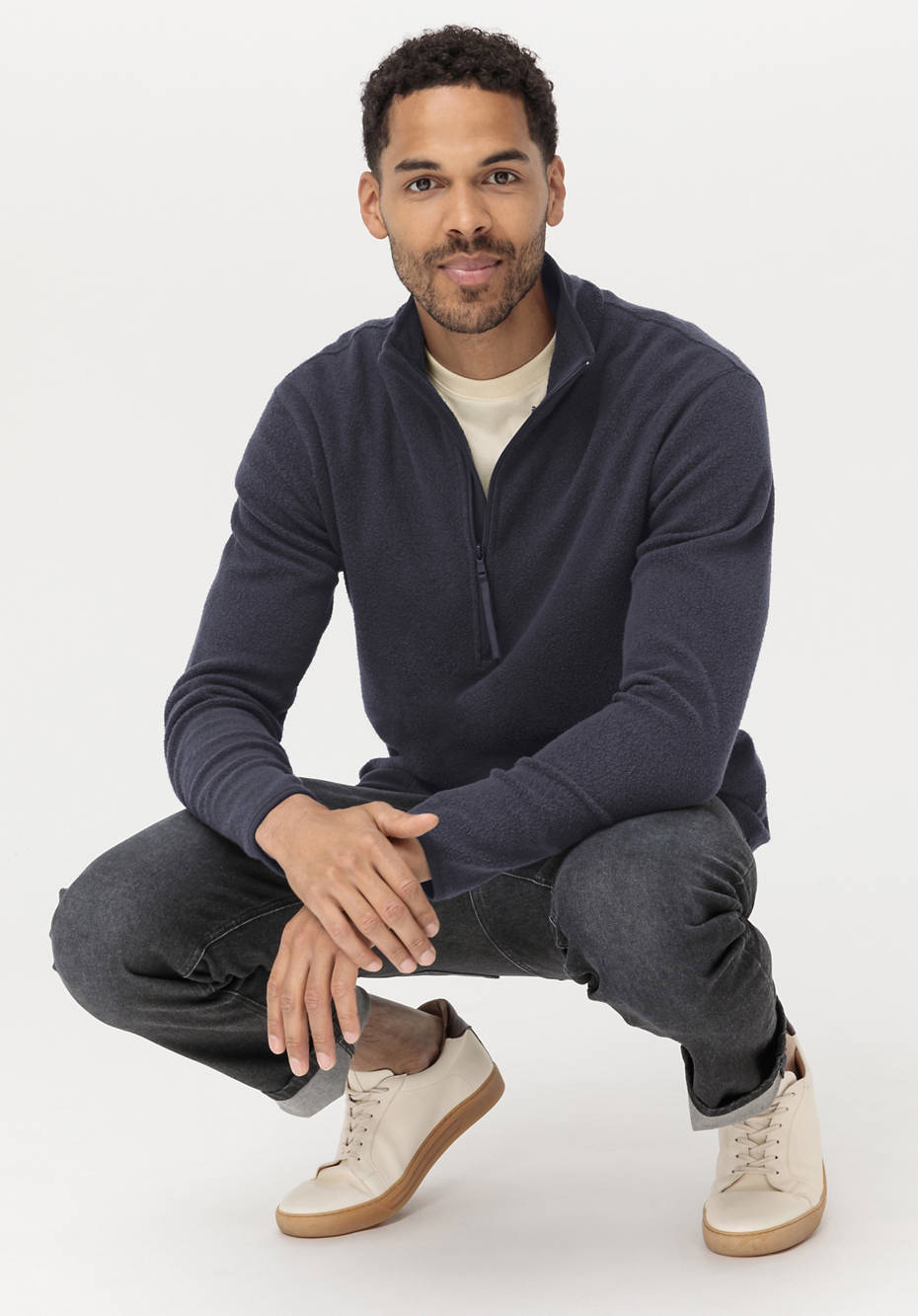 BetterRecycling Fleece-Sweater aus reiner Bio-Baumwolle