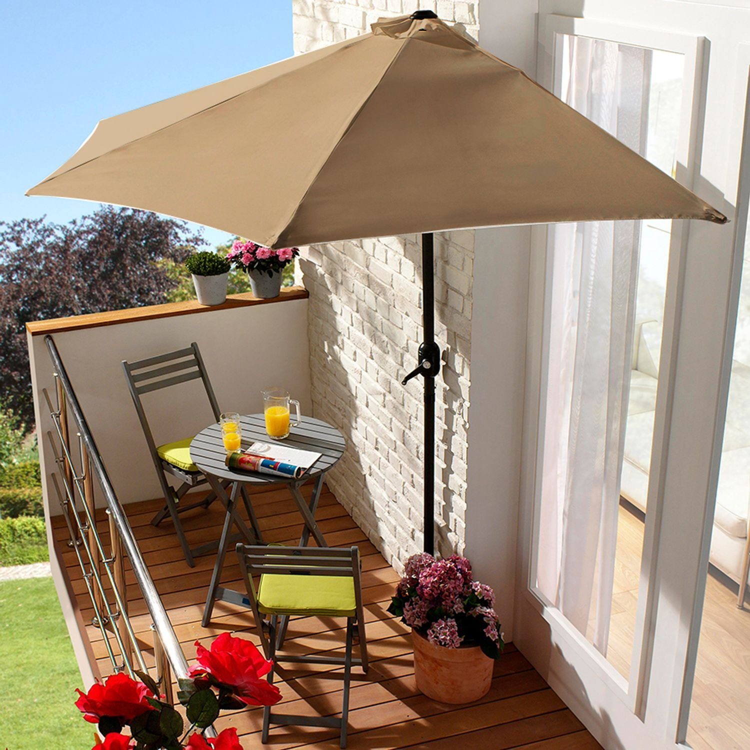 BURI Sonnenschirm Wand-Sonnenschirm Sonnenschutz Terrassenschirm Balkonschirm Wandschirm