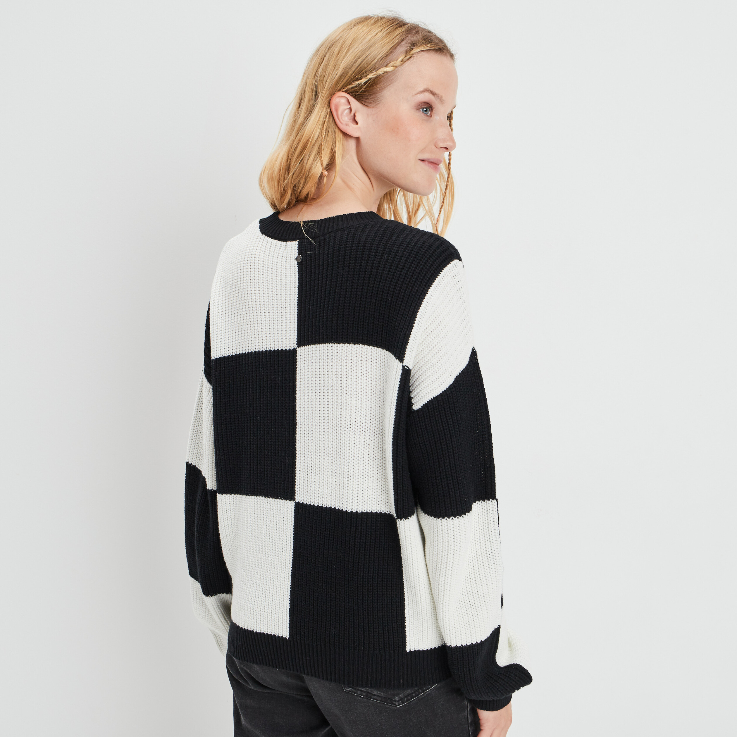Pull avec col rond ecru femme | La Halle