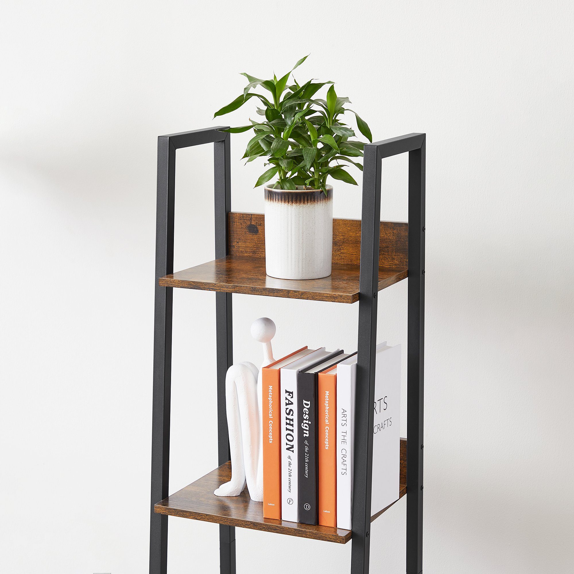 VASAGLE Standregal, Bücherregal, Leiterregal, 140/170 cm, Industrie-Design