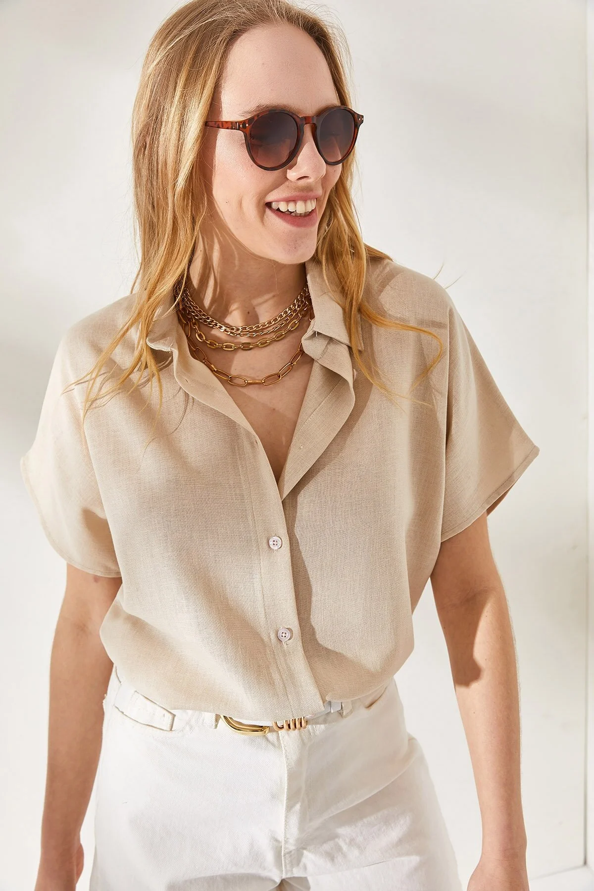 Olalook  Hemd - Beige - Oversized