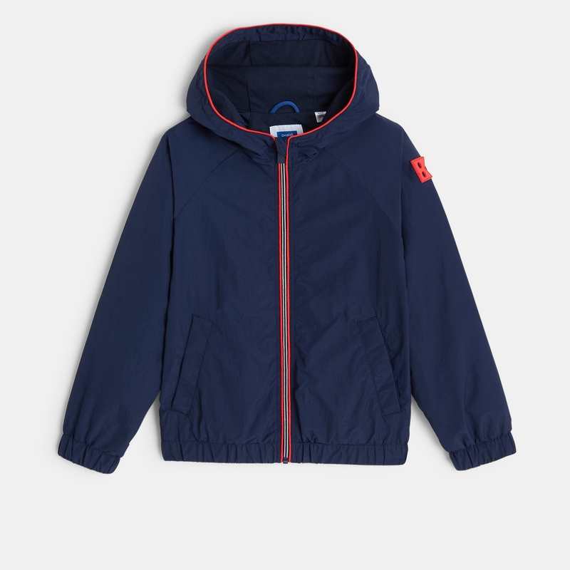 Coupe-vent déperlant à capuche bleu garçon