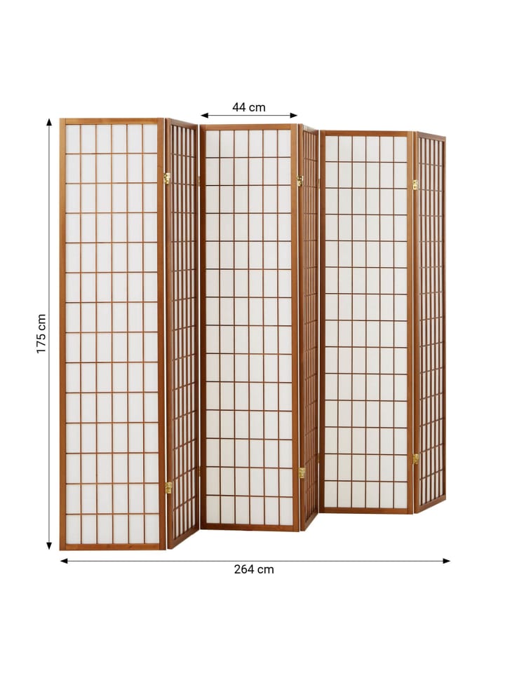 Homestyle4u 6-tlg. Paravent in Braun 264x175 günstig kaufen onesize
