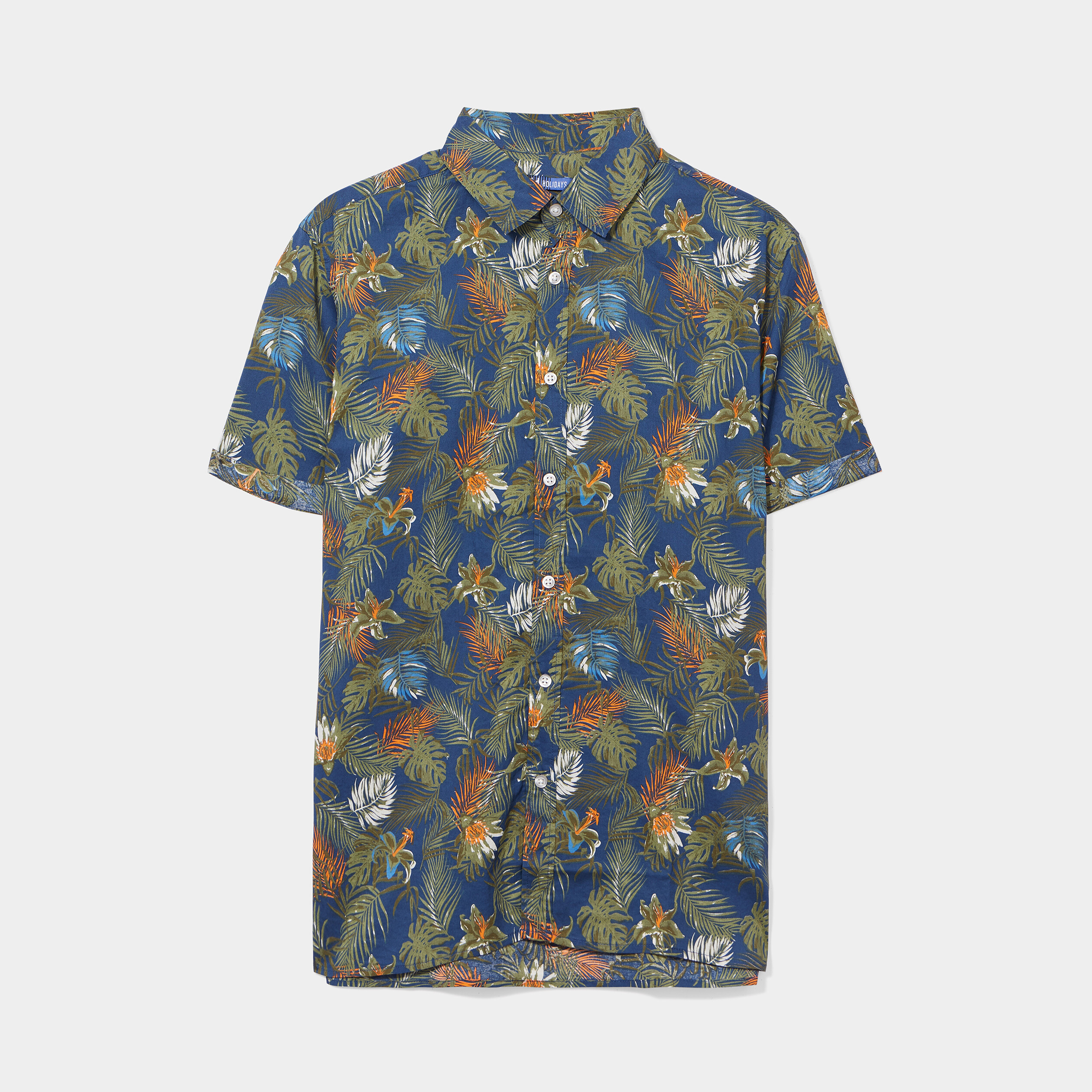 Chemise droite coton manches courtes bleu pétrole homme | La Halle