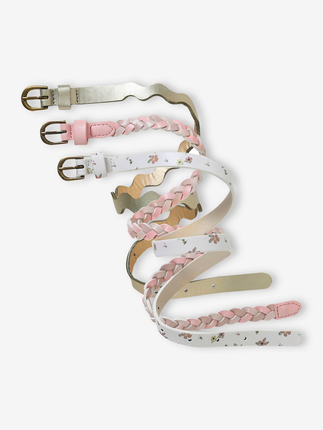 Lot de 3 fines ceintures fille lot rose