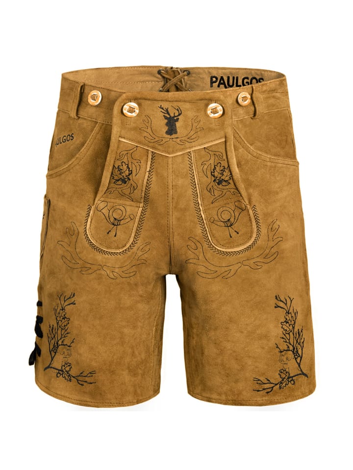 PAULGOS Lederhose Kurz Echtleder HK3 in Hellbraun günstig kaufen