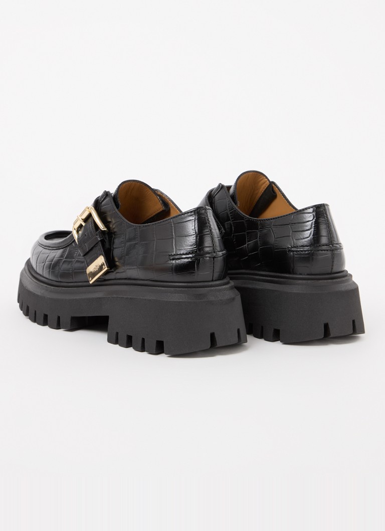 Mocassins Maje em couro com textura de crocodilo