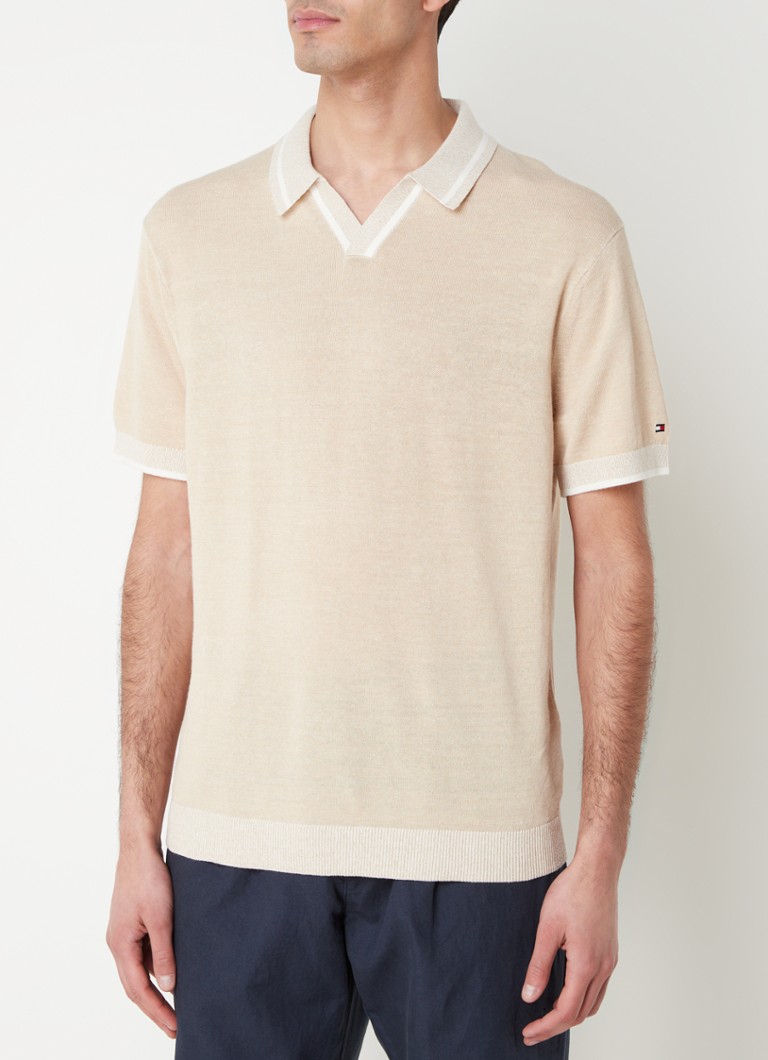 Tommy Hilfiger  Fijngebreide regular fit polo in linnenblend