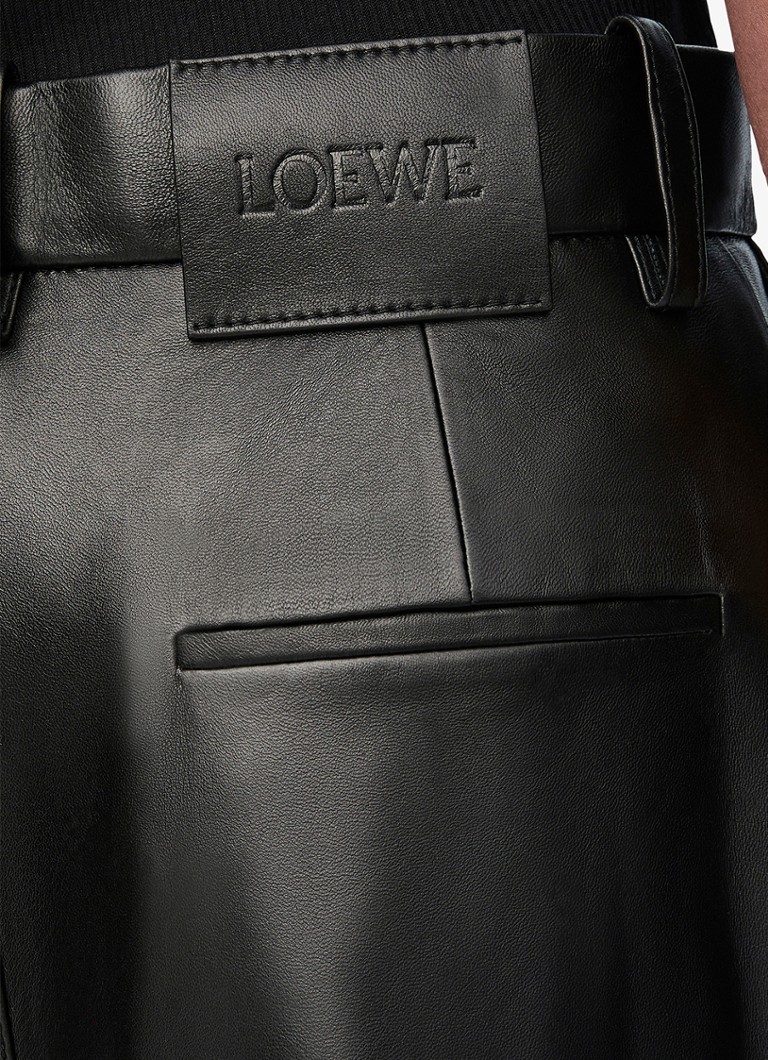 Pantaloni LOEWE din piele de miel, talie medie, picior lat