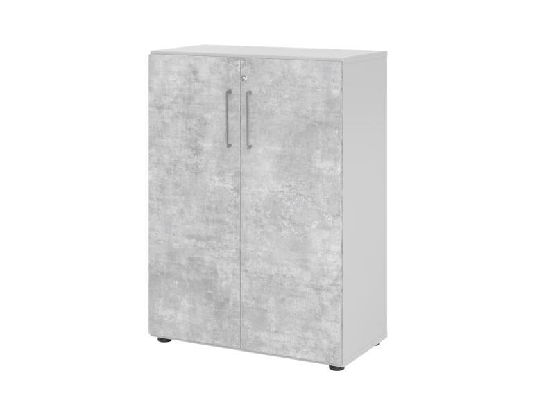 Hammerbacher Schrank V938T3/5/M/BS Beton, Grau 80 x 42 x 110 cm