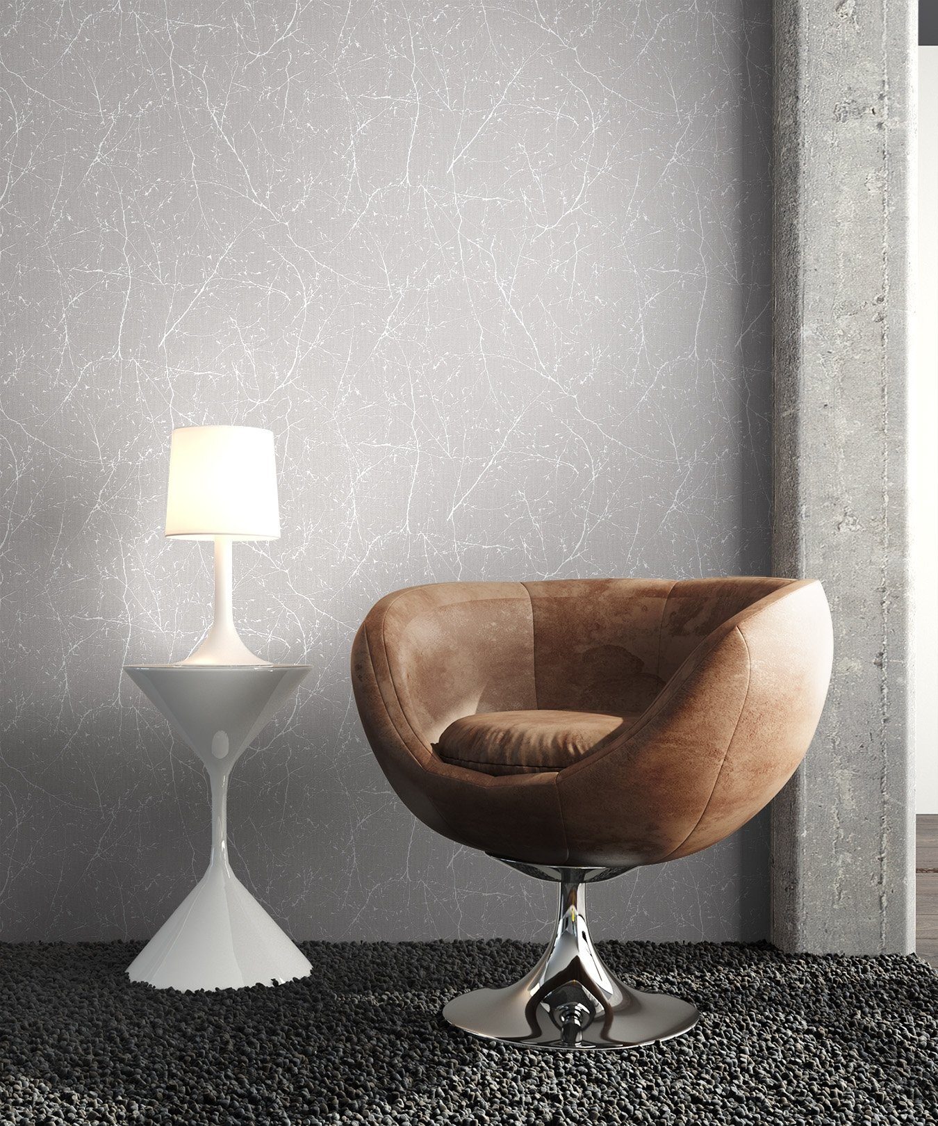 Newroom Vliestapete, Hellgrau Tapete Floral Äste - Ästetapete Blumentapete Grau Weiß Romantisch 3D Optik Blätter Blumen für Schlafzimmer Wohnzimmer Küche