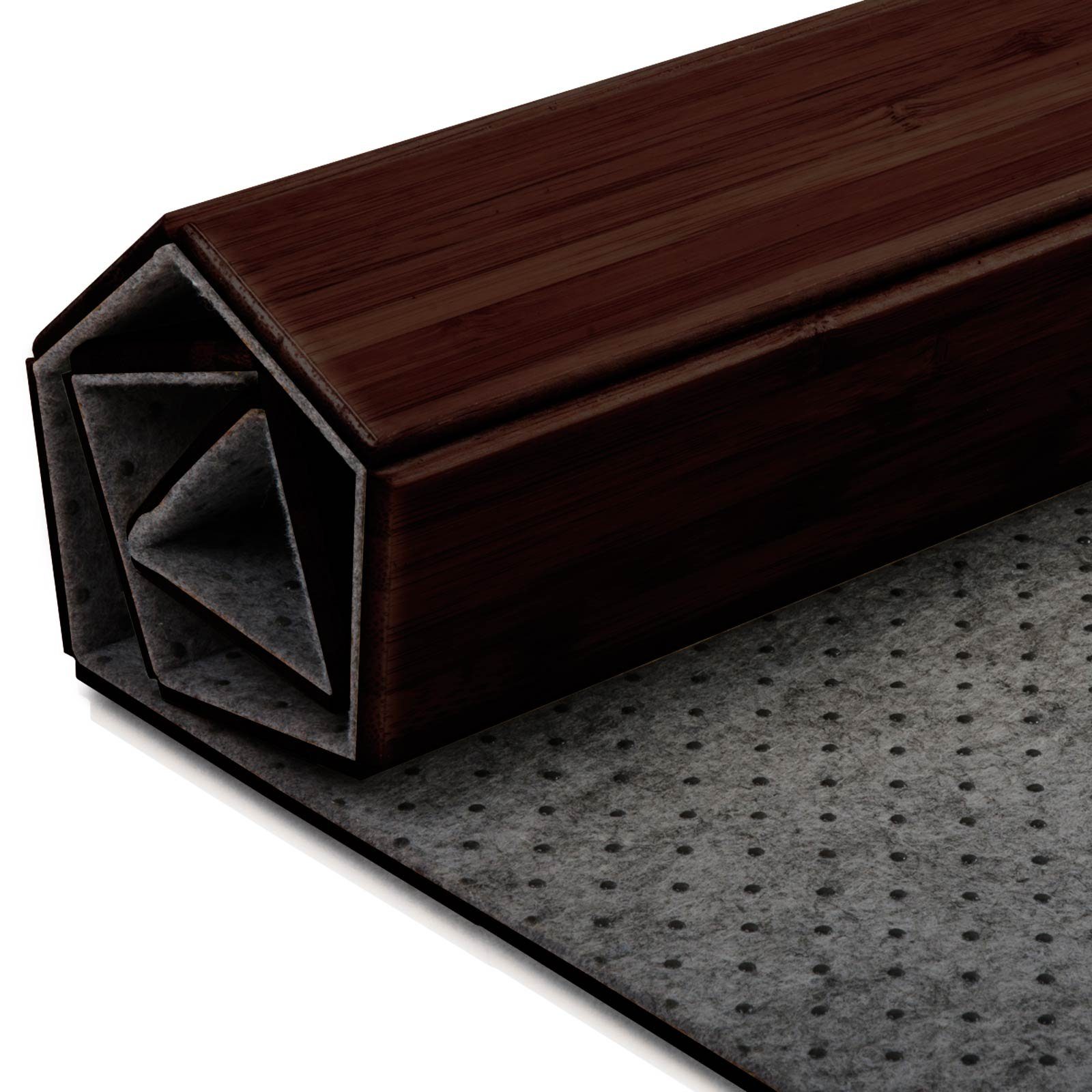 Karat Bodenschutzmatte Bambus für Hartböden, Schutzmatte, 90x120 cm, Dunkelbraun