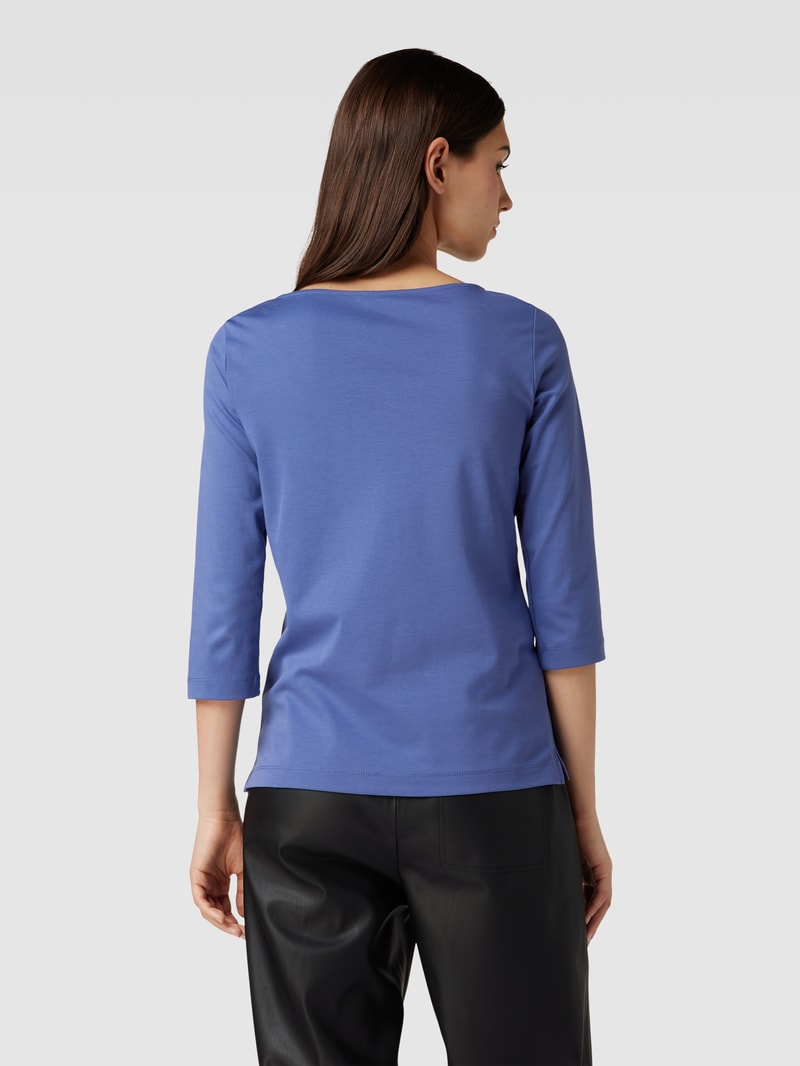 T-Shirt mit U-Boot-Ausschnitt in rauchblau
