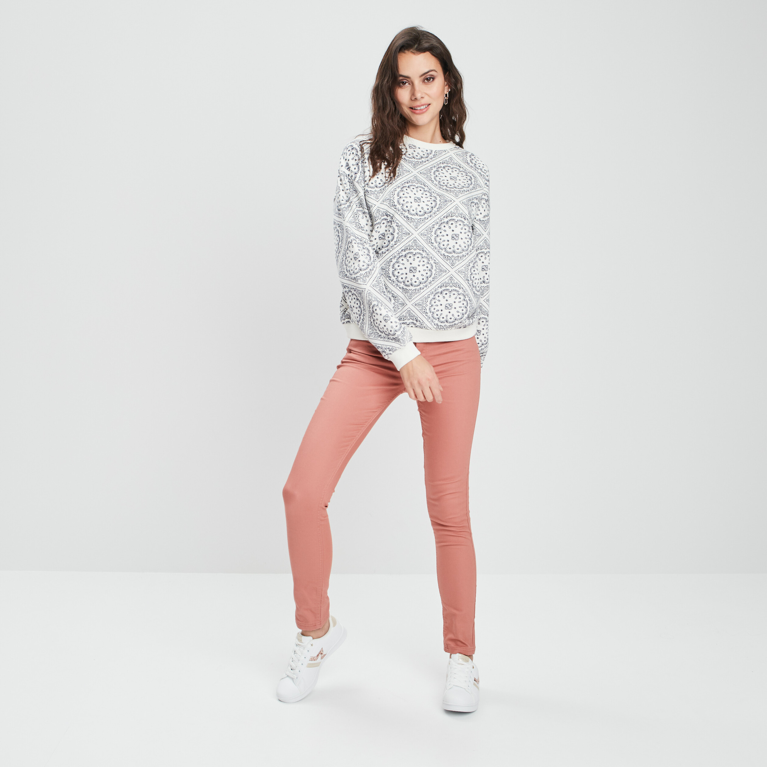 Pantalon slim taille normale terracotta femme | La Halle