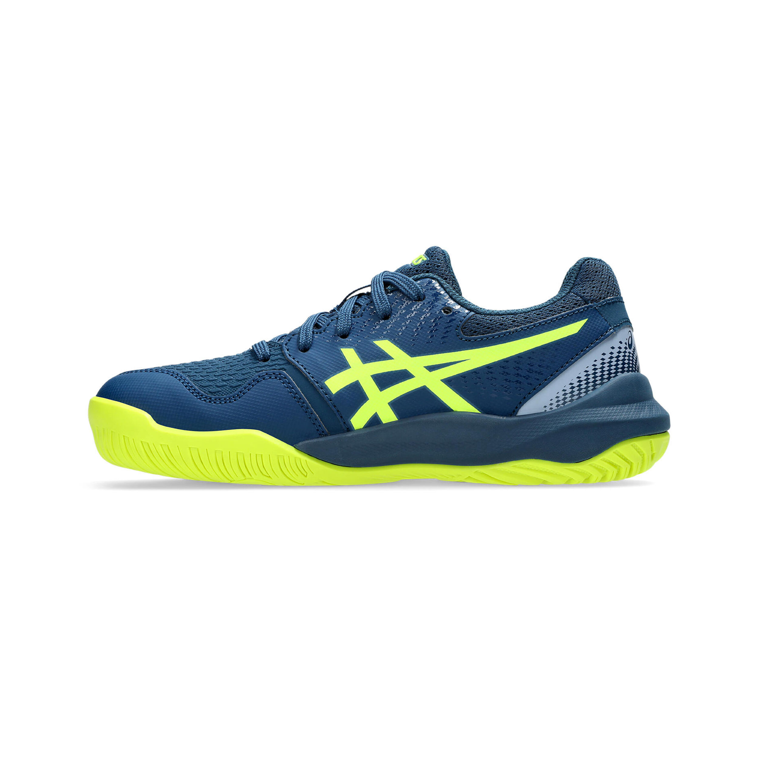 Gel-Resolution 9 GS Allcourtschuh Kinder - Dunkelblau, Neongelb