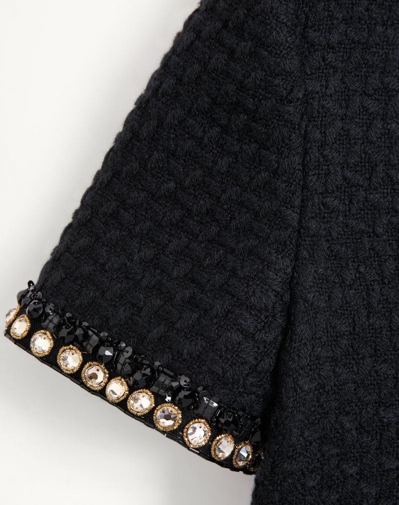 Vestido curto em tweed Canestrello bordado.