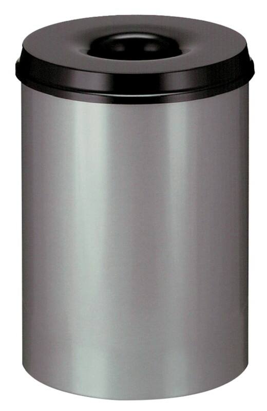 Vepa Bins Sicherheitspapierkorb 30 L Silber, Schwarz Stahl