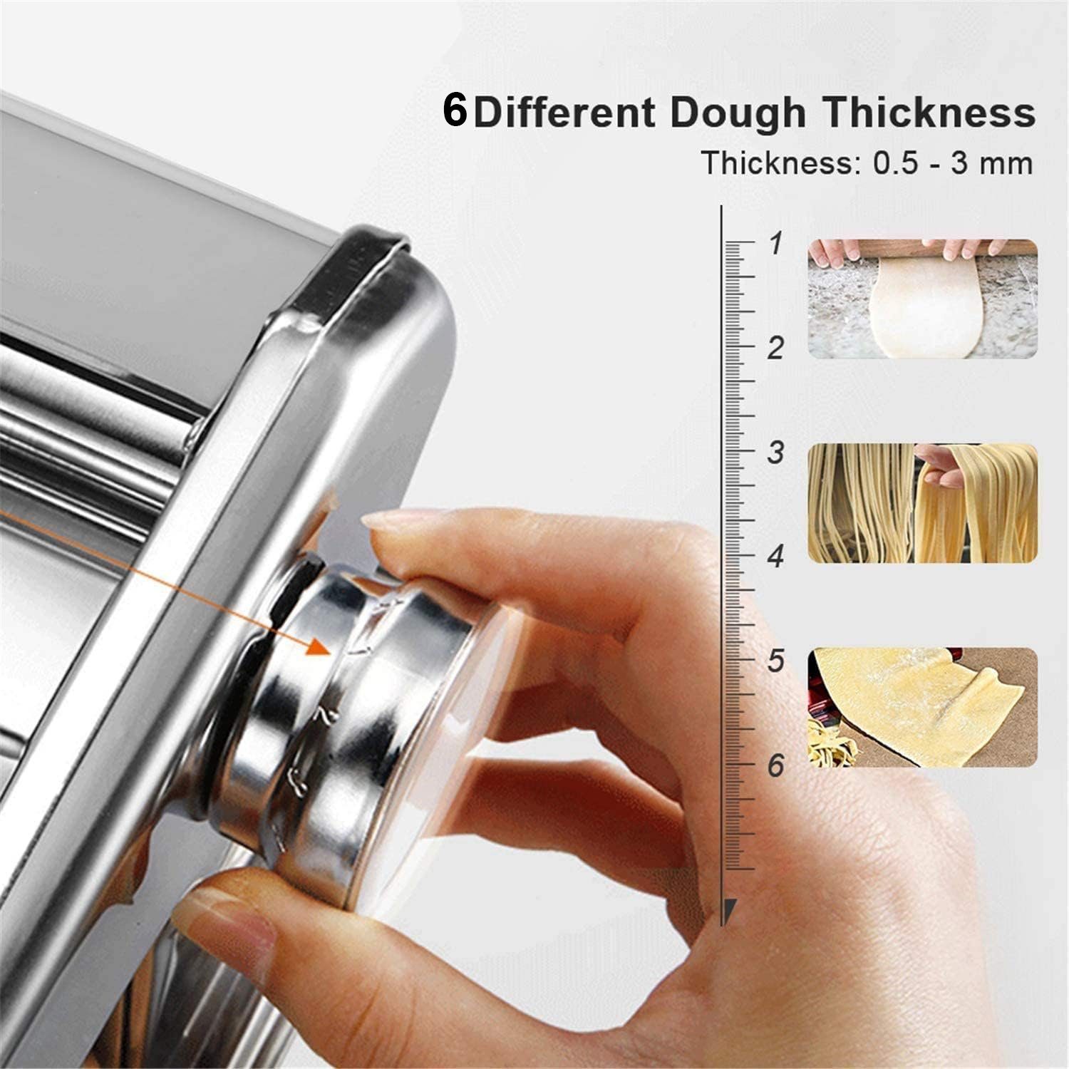 Mutoy Nudelmaschine Nudelmaschine Pasta Maker Edelstahl Frische Manuell Maschine Cutter, mit Klemme,für Spaghetti Nudeln Lasagne Pastamaschine Nudel Maschine