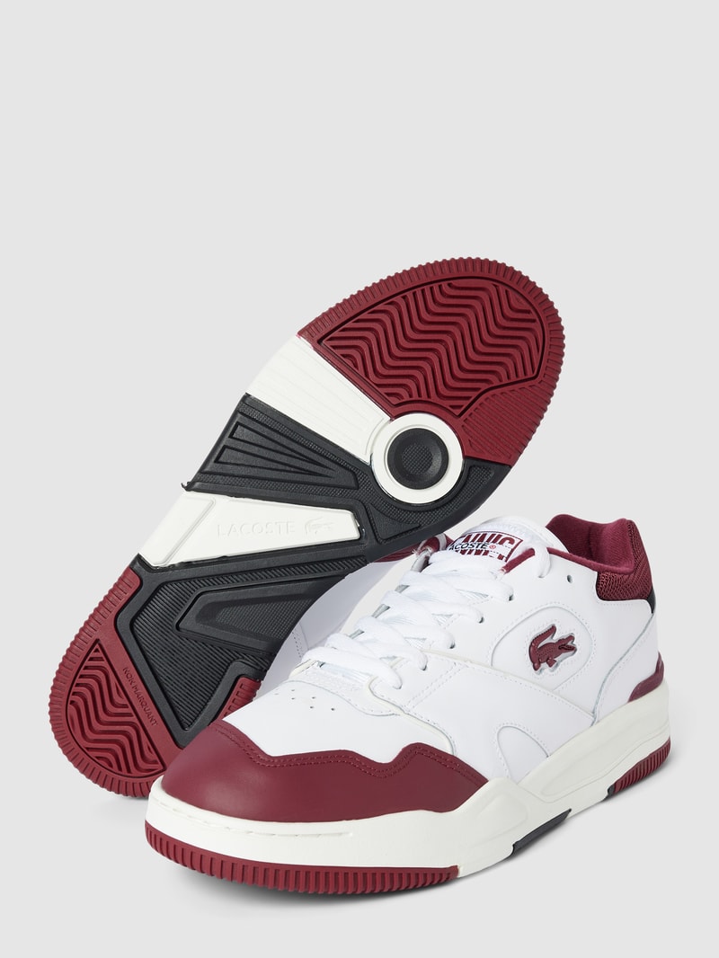 Sneaker aus echtem Leder in Two-Tone-Machart in bordeaux rot