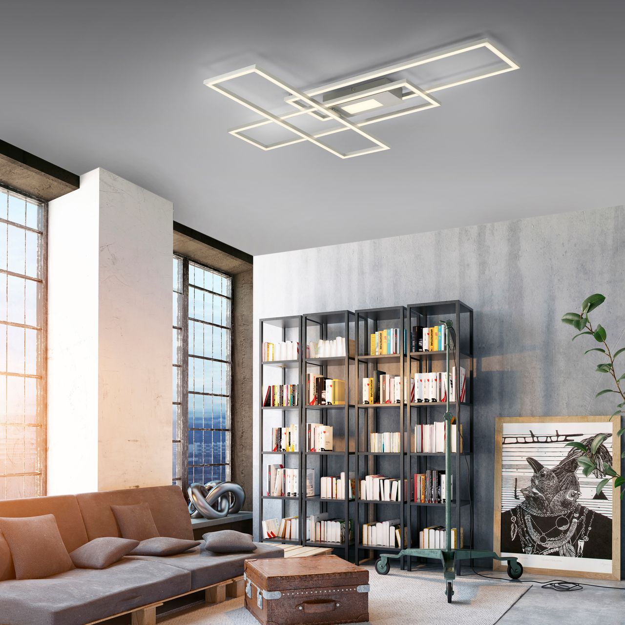JUST LIGHT LeuchtenDirekt LED Deckenleuchte ASMIN, 1xLED-Board/45Watt, CCT, dimmbar, IR-Fernbedienung, Innenleuchte, IP20
