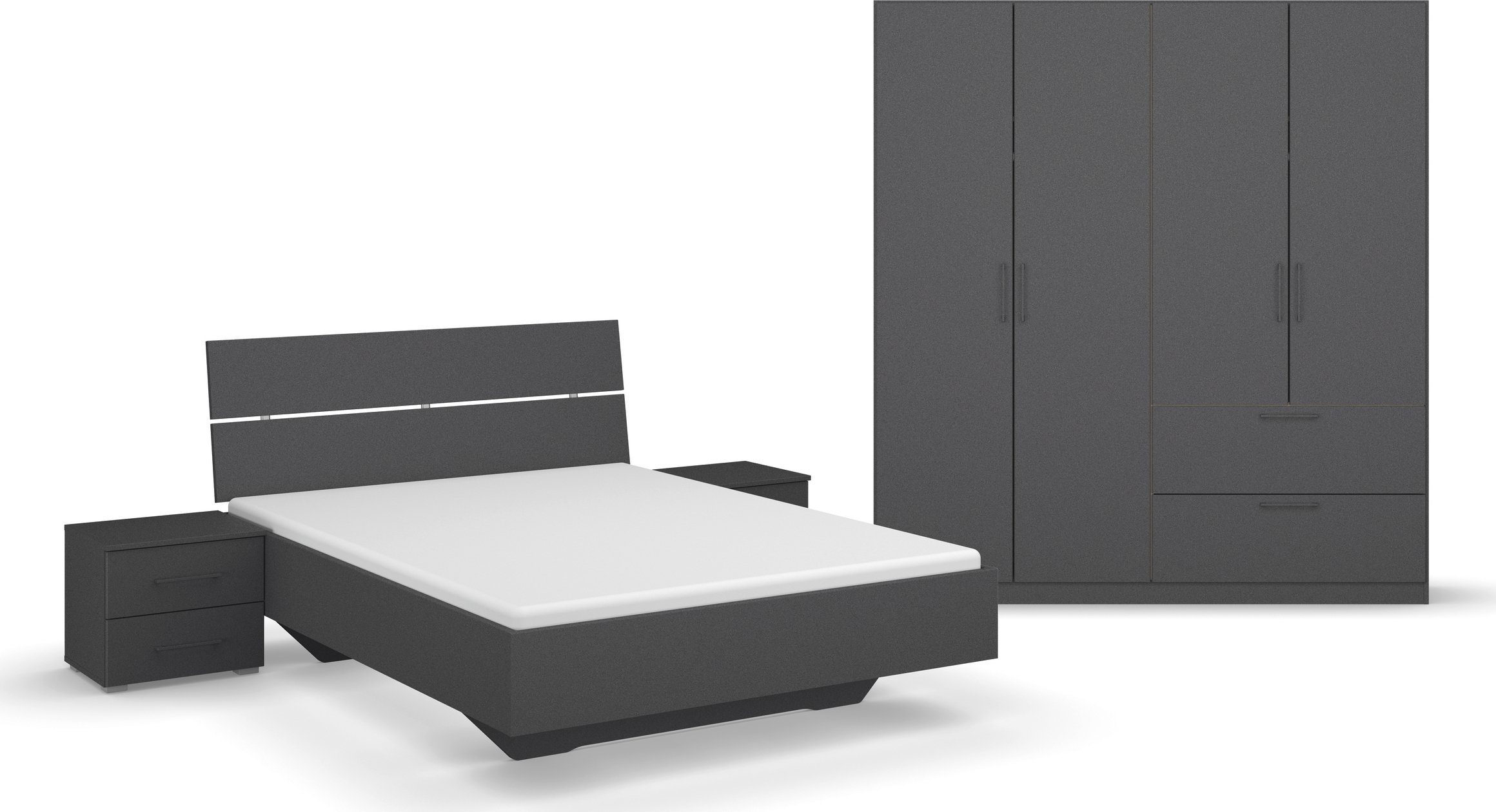 rauch Schlafzimmer-Set Challenger, Schrank in 2 Breiten, Bett in 3 Breiten und 2 Nachttische