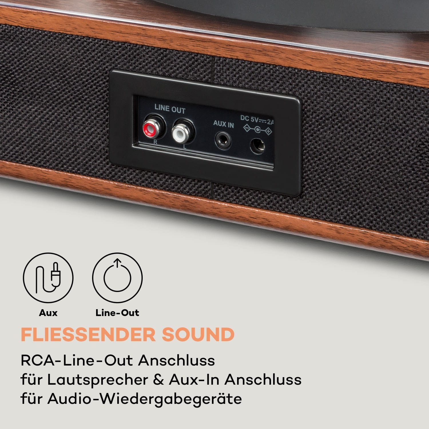 Auna TT-Classic Plus Plattenspieler (Riemenantrieb, Bluetooth, Schallplattenspieler mit Lautsprecher Vinyl Plattenspieler)