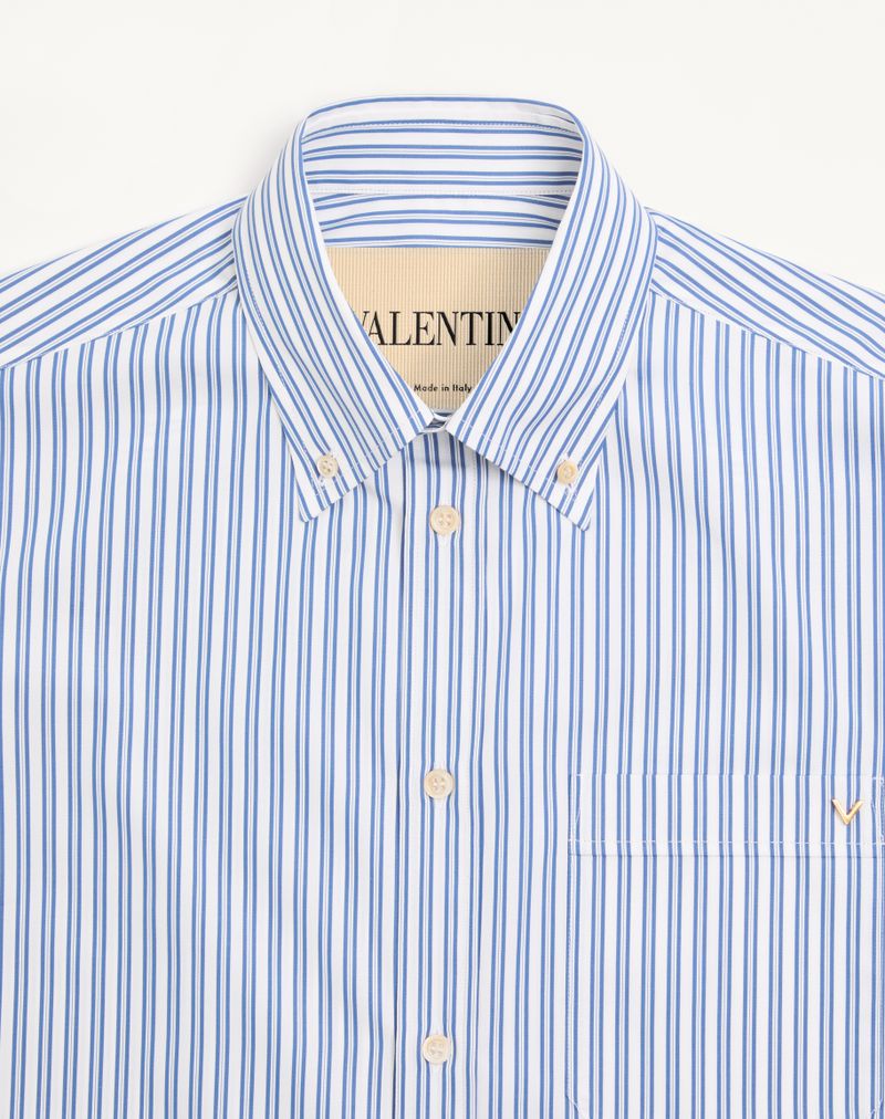 Camisa Valentino de algodão popeline com listras douradas