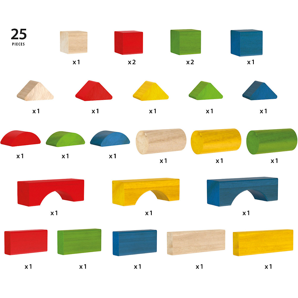Bunte Holzbausteine, 25 Teile