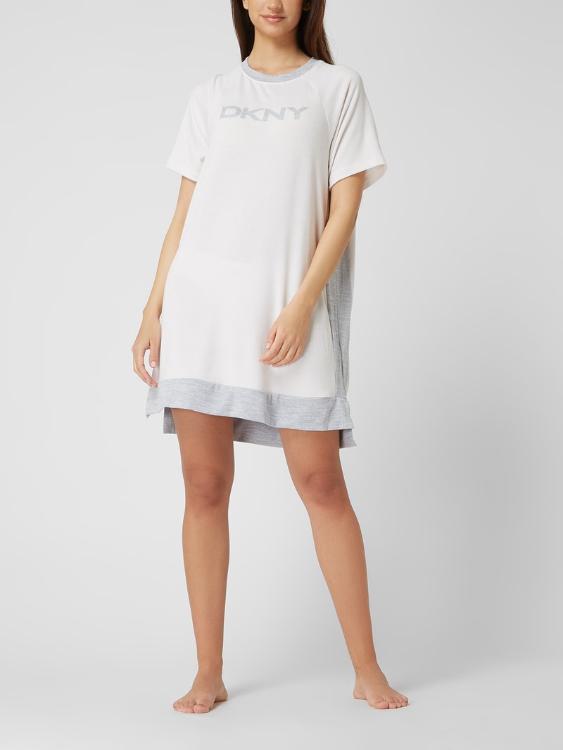 Nachthemd mit Logo-Print in beige meliert
