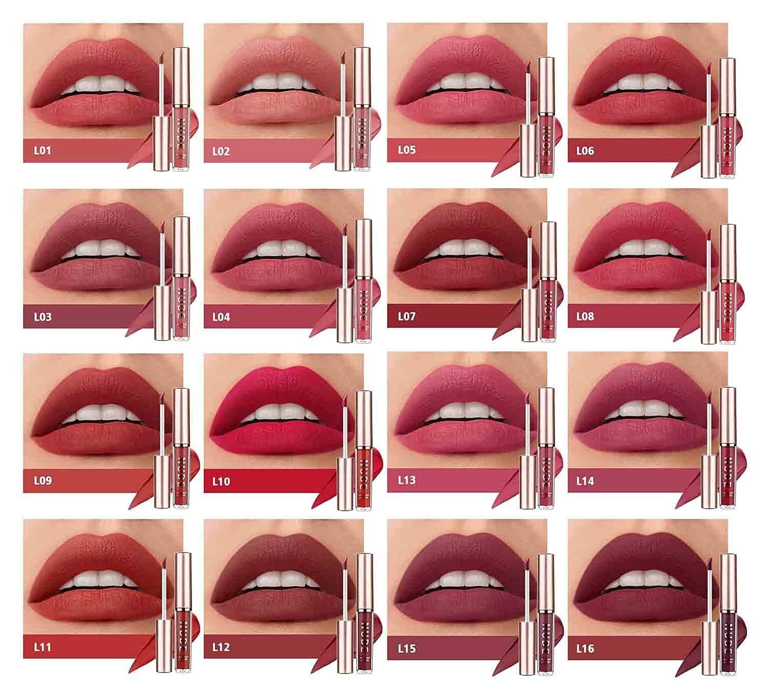 Haiaveng Lippenstift-Set Matte Flüssig-Lippenstift Makeup Set Samtig Langanhaltend Wasserfest, 16 set