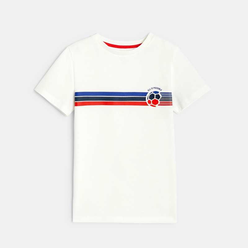 T-shirt manches courtes à message blanc garçon