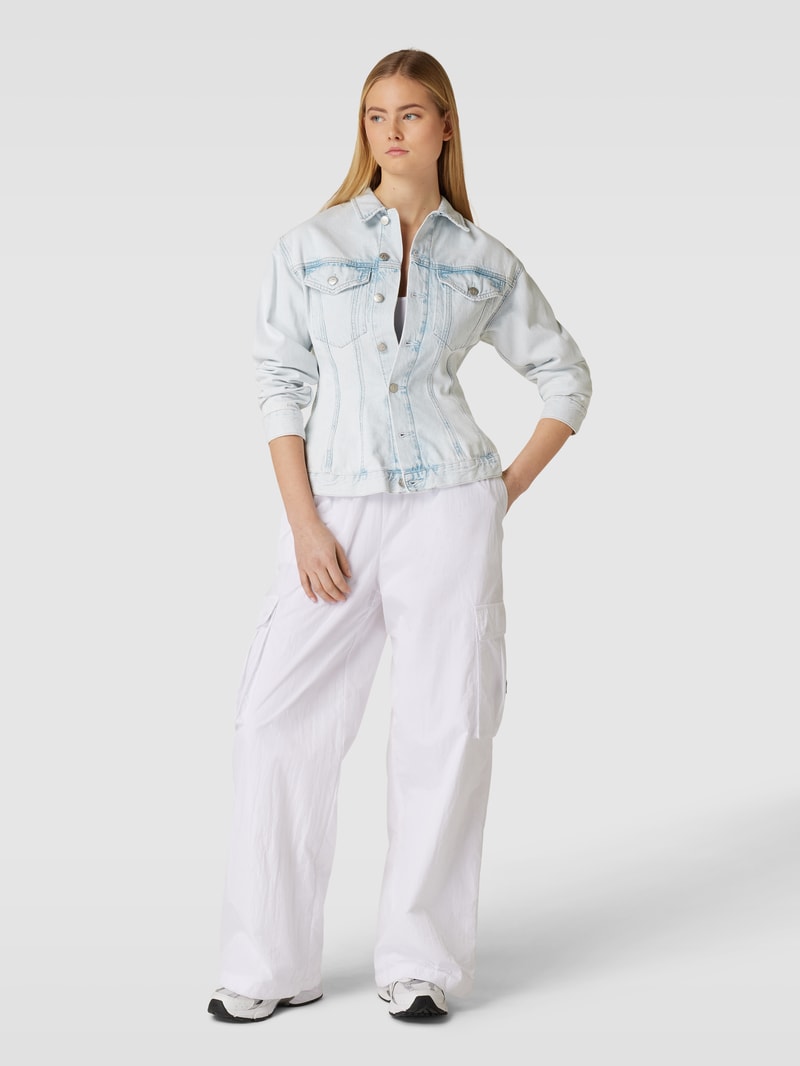 Oversized Jeansjacke in Korsett-Optik in hellblau