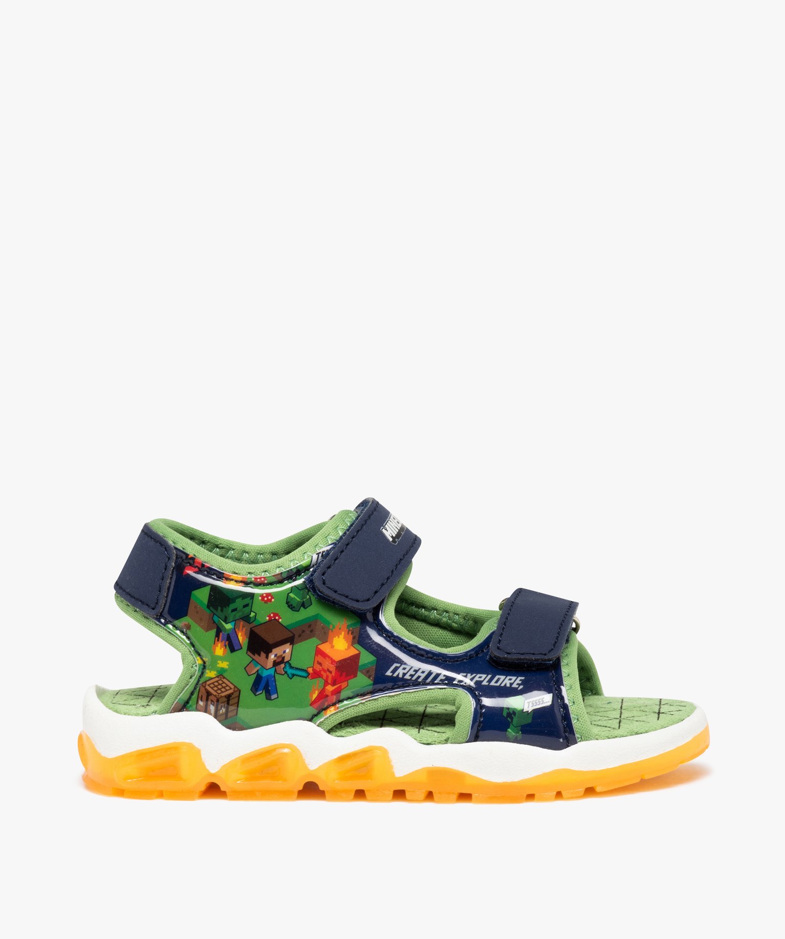 Sandales sport Garçon à brides scratch et semelle lumineus... vert | GEMO