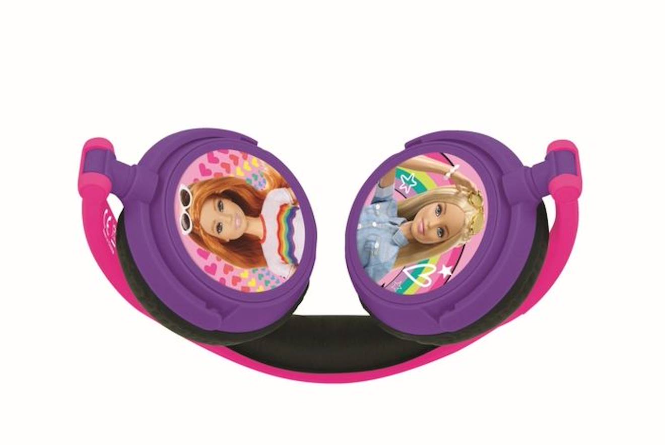 Casque stéréo filaire pliable pour enfants avec limitation de volume d'écoute Barbie rose