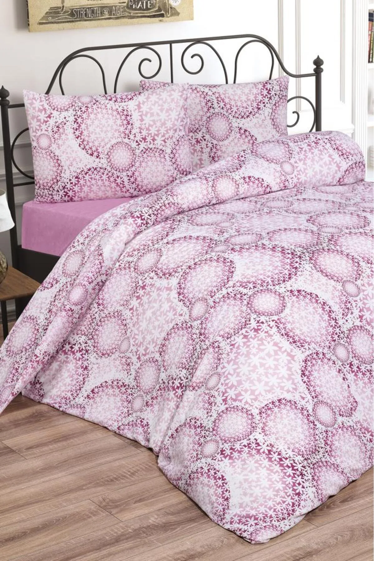 Çeyiz Diyarı  Bettwäsche Doppelbett - Rosa - Gestreift