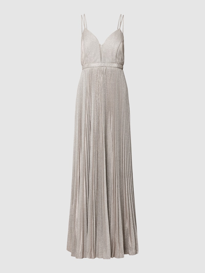 Abendkleid mit Plisseefalten in beige