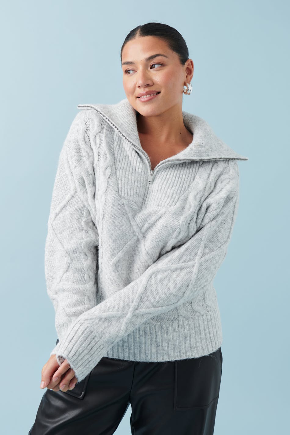 Knitted zip sweater