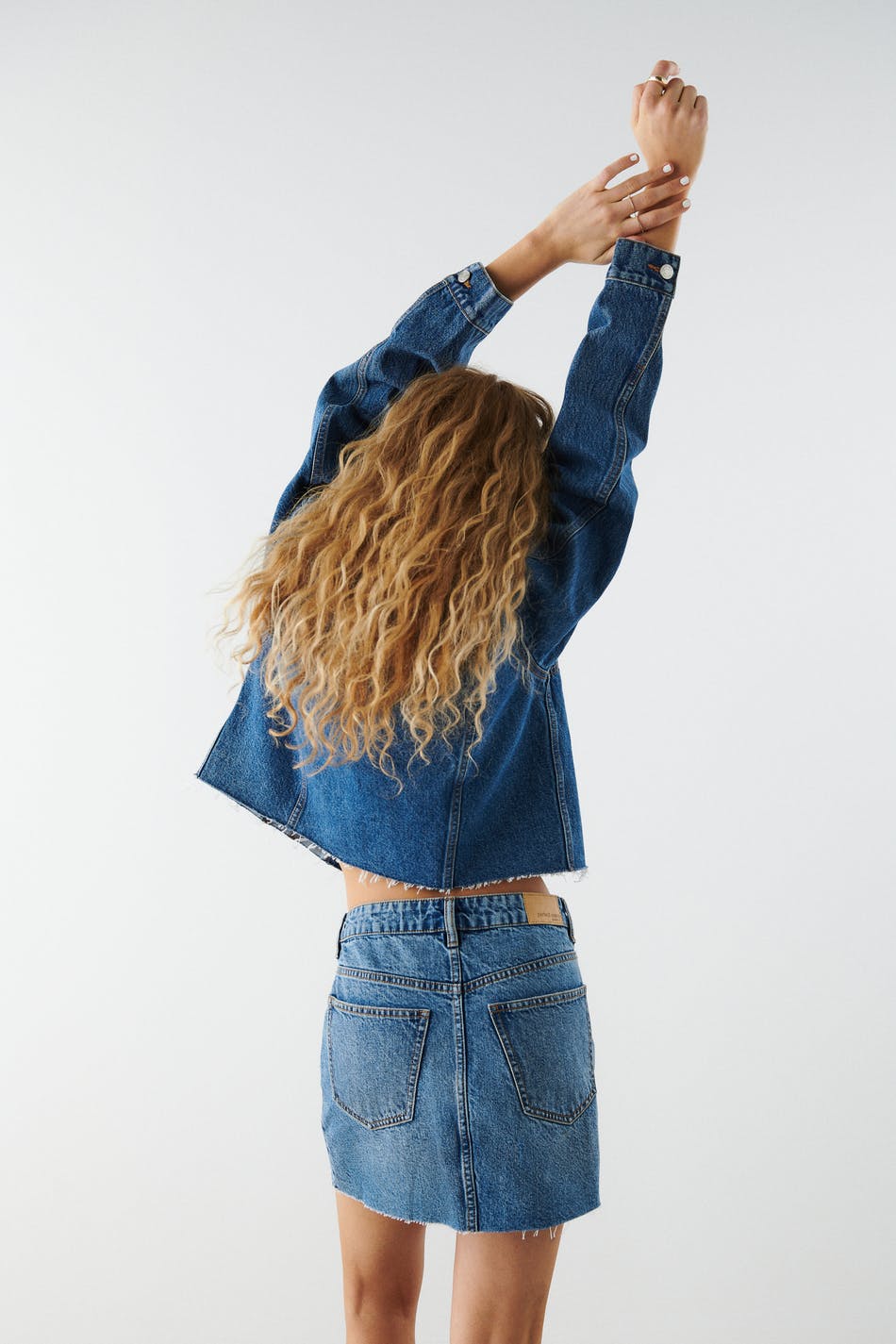 Low vintage denim skirt